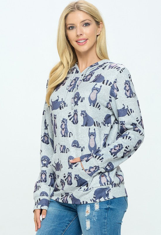 Racoon Print Hoodie