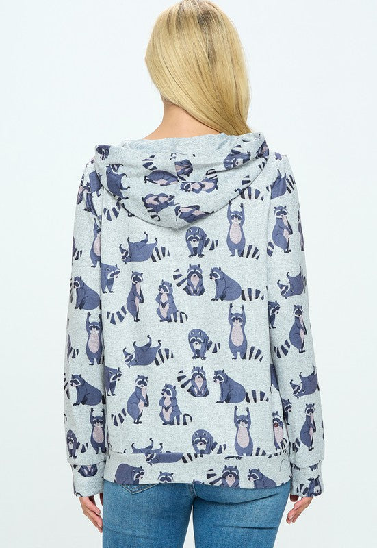 Racoon Print Hoodie