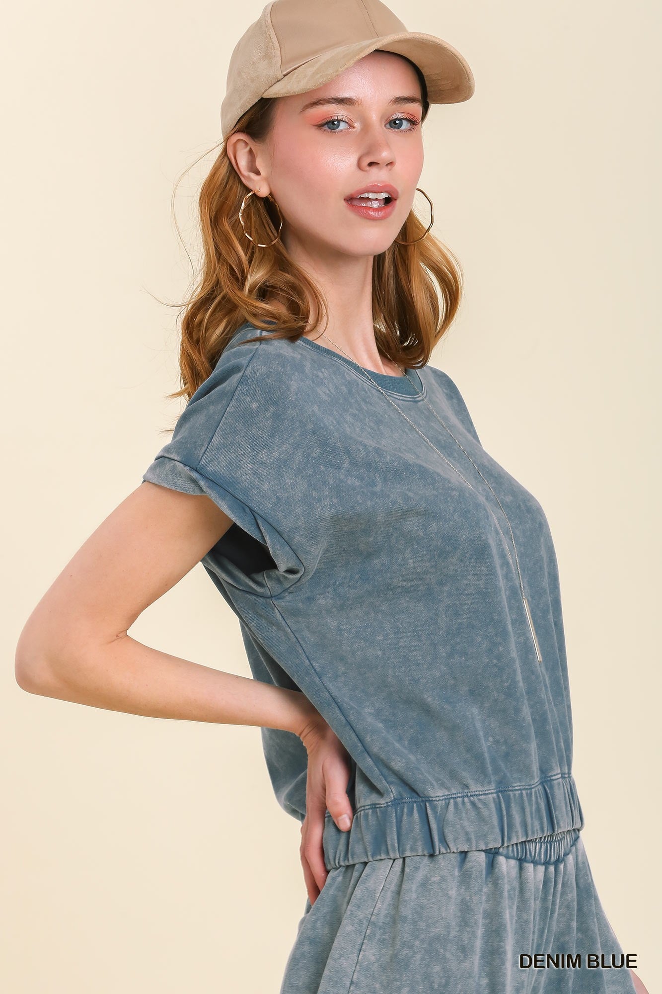 Denim Short Sleeve Crop Top