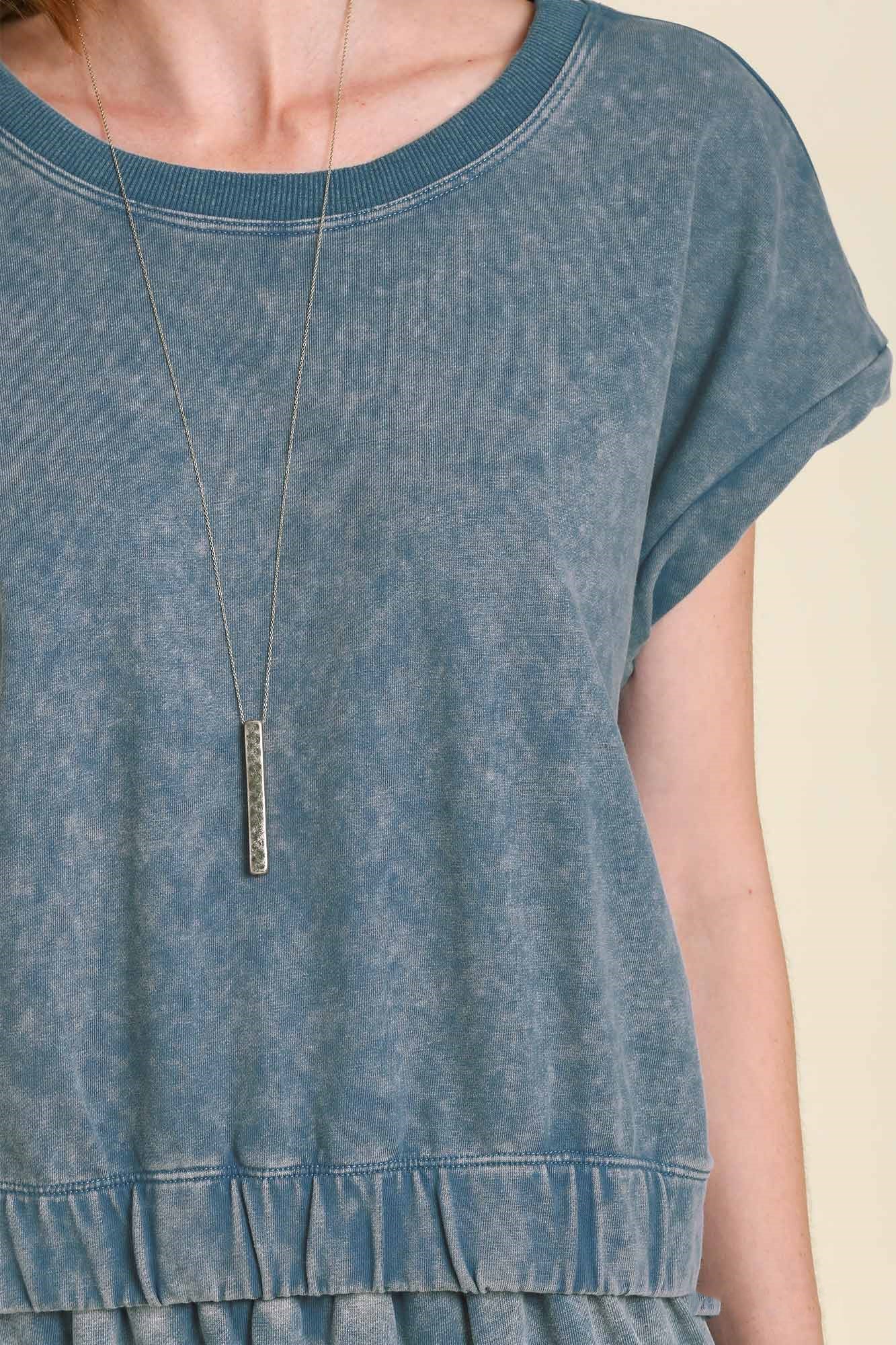 Denim Short Sleeve Crop Top