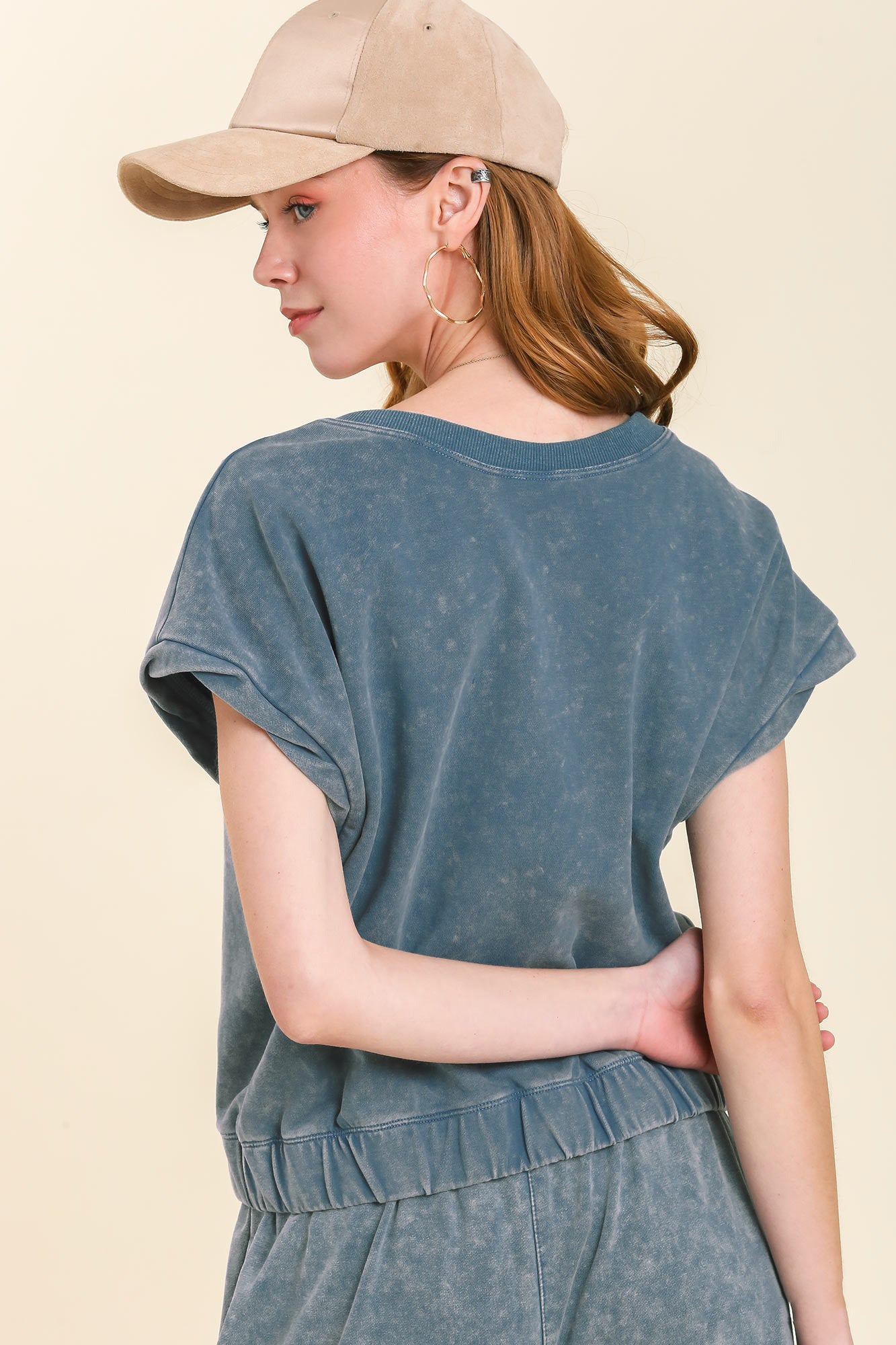 Denim Short Sleeve Crop Top