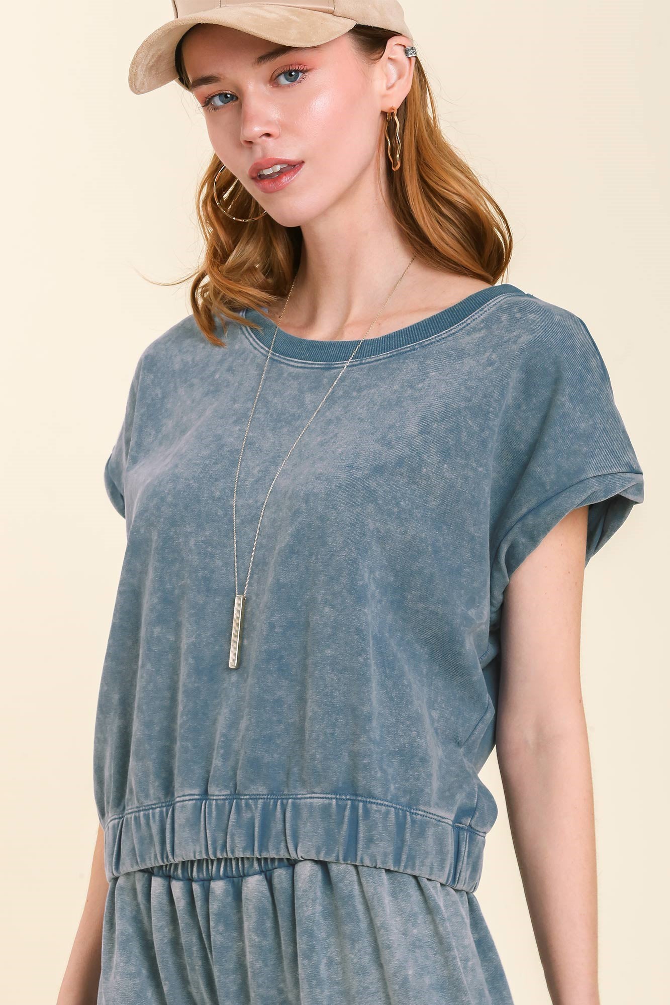 Denim Short Sleeve Crop Top