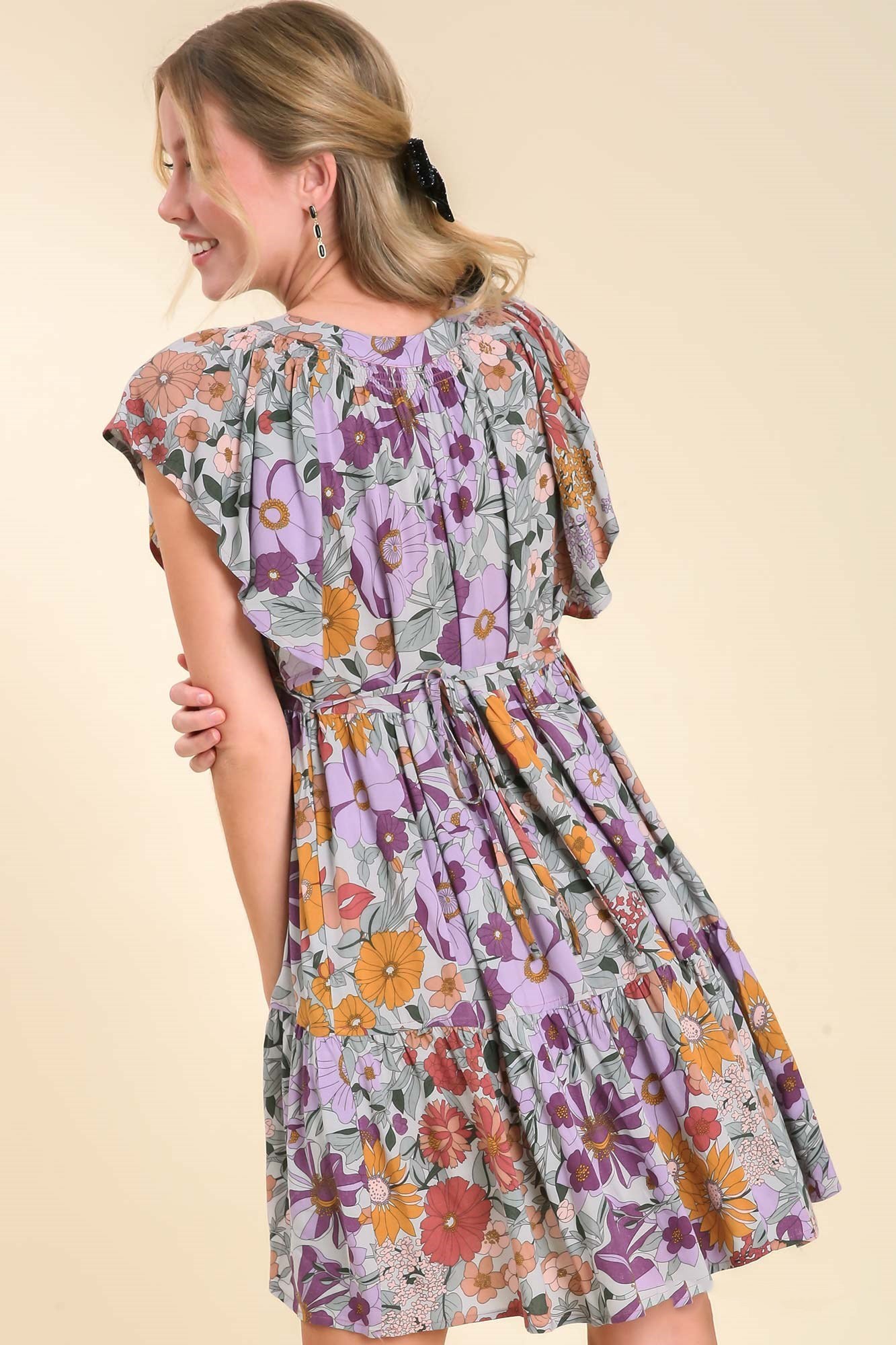 Floral Dreams Flutter Sleeves Dress