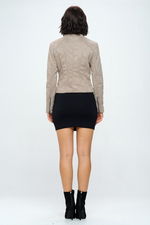 Jacintha Fitted Faux Suede Jacket