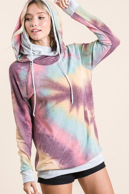 Tie Dye Drawstring Hoodie