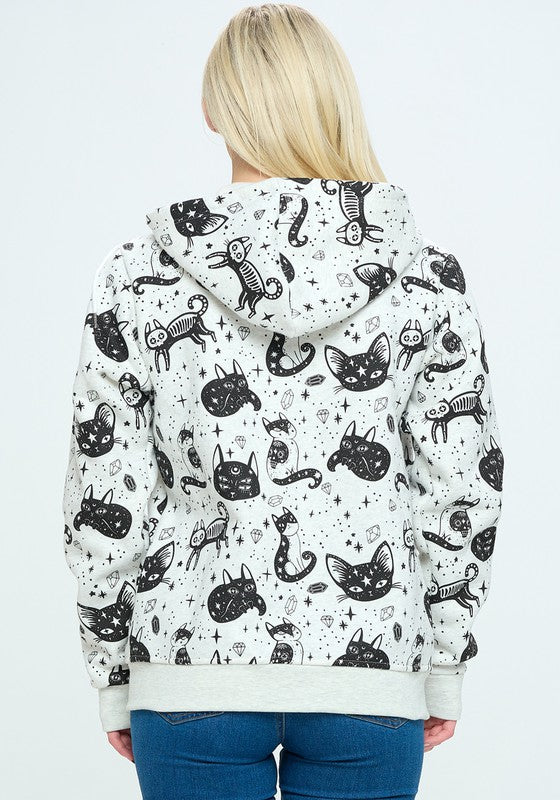Crystal Cat Zipper Hoodie