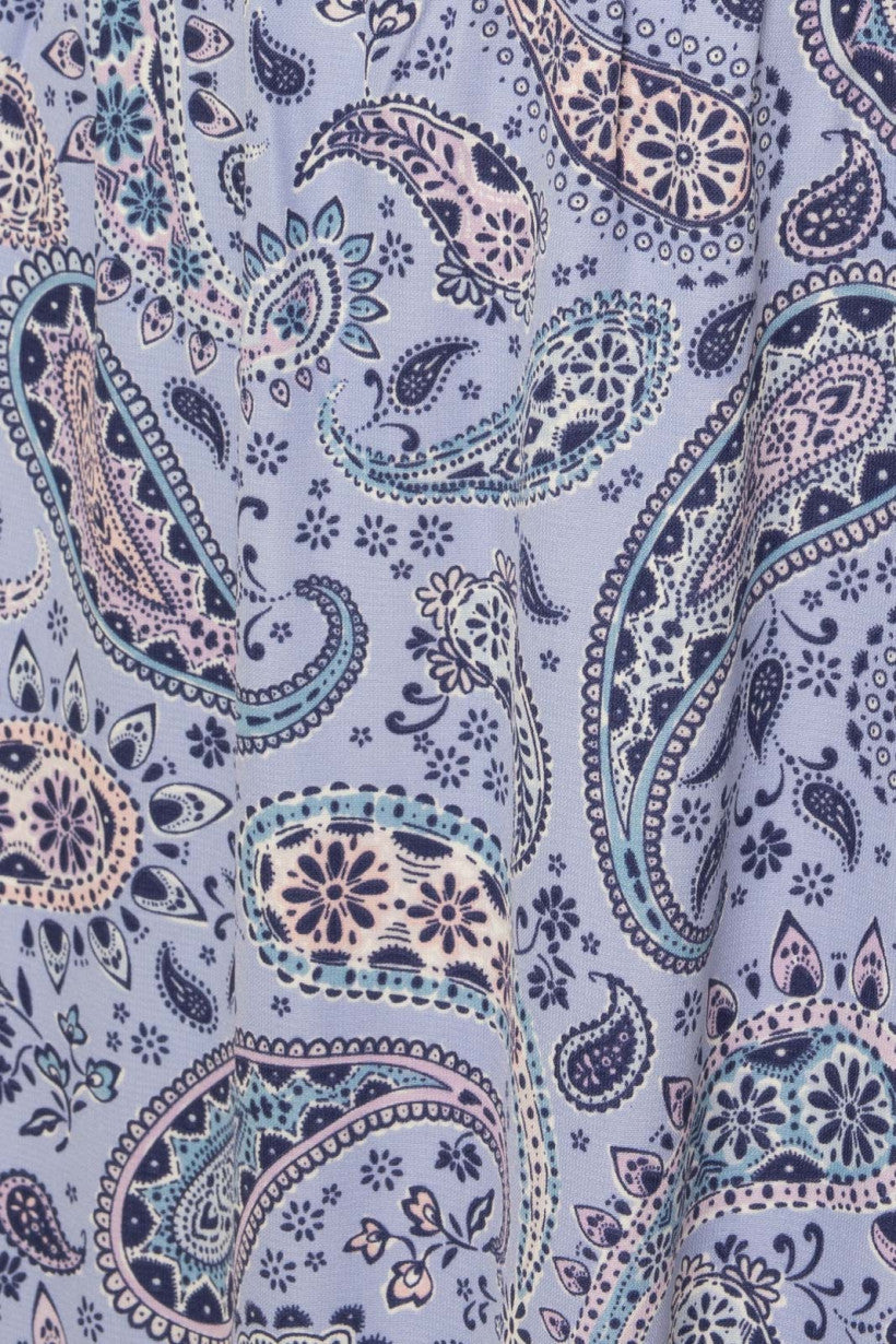 Sleeveless Lavender Paisley Print Maxi Dress