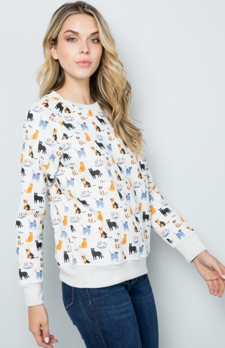 Cat Print Sweatshirt