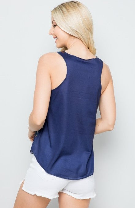 Navy Dragonfly Print Tank