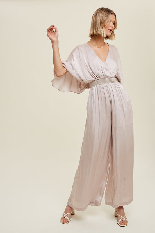 Wide Leg Satin Jumpsuit