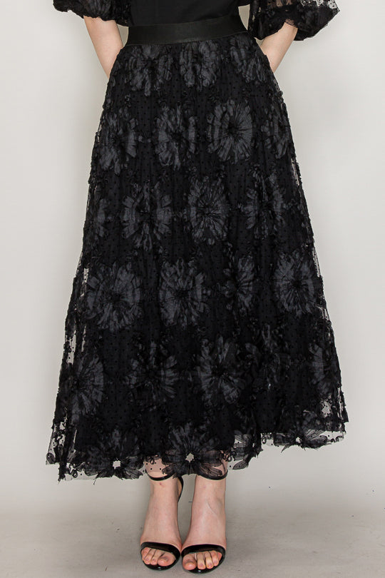 Floral Applique Dots Skirt