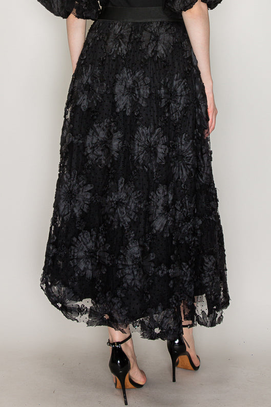 Floral Applique Dots Skirt