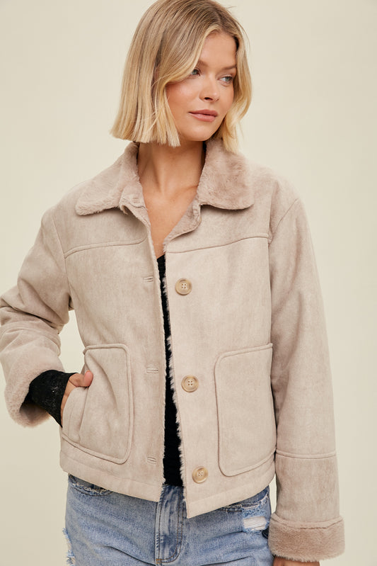 Suede Faux Fur Jacket