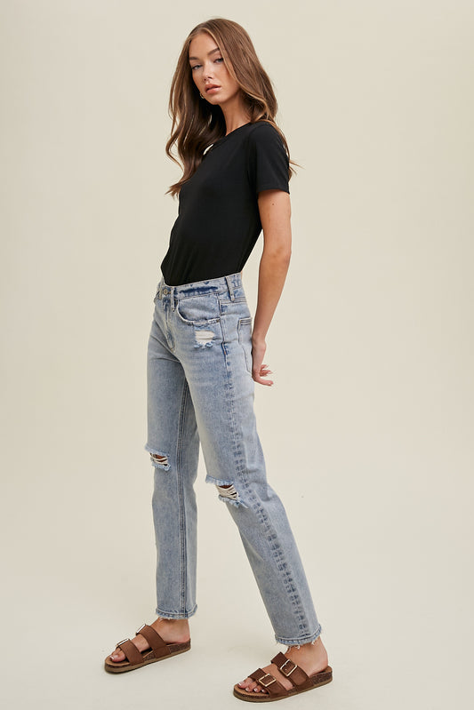 Rib Knit Classic Top - Black