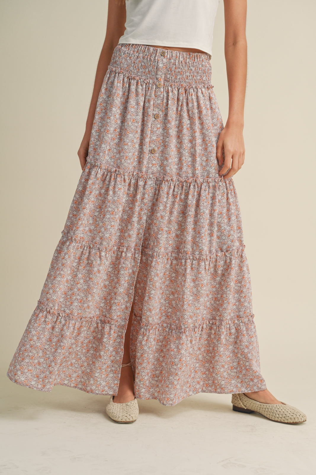 Tiered Long Floral Skirt