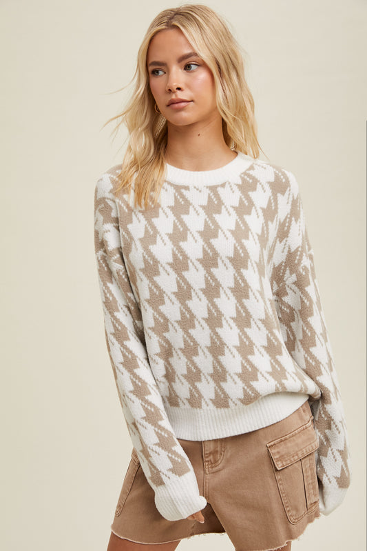Houndstooth Block Sweater