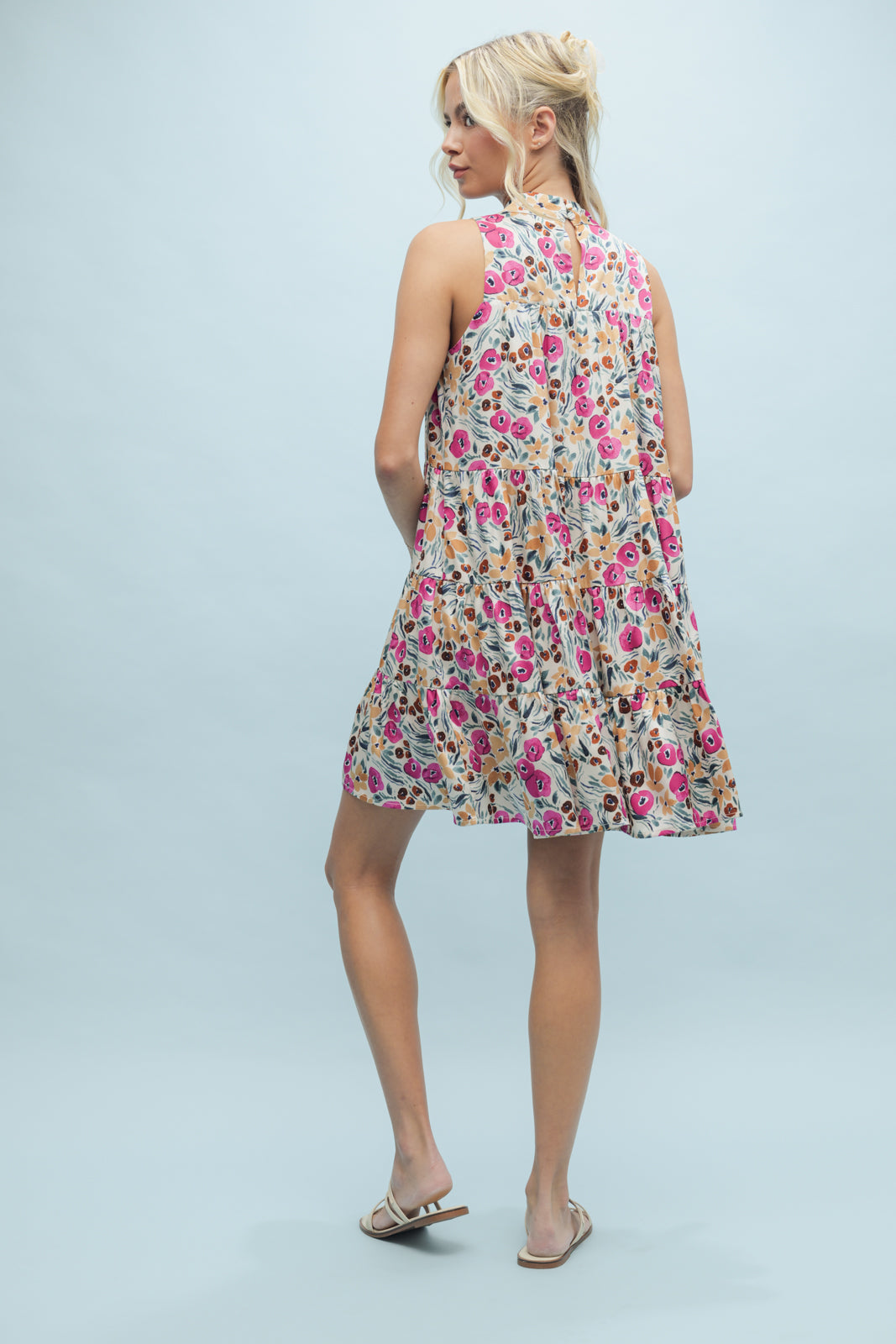 High Neck Floral Dress