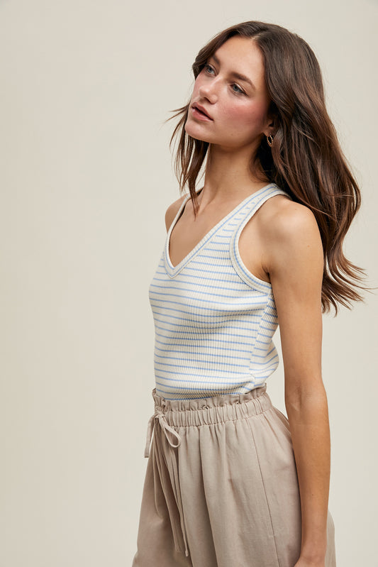V-Neck Ribbed Tank