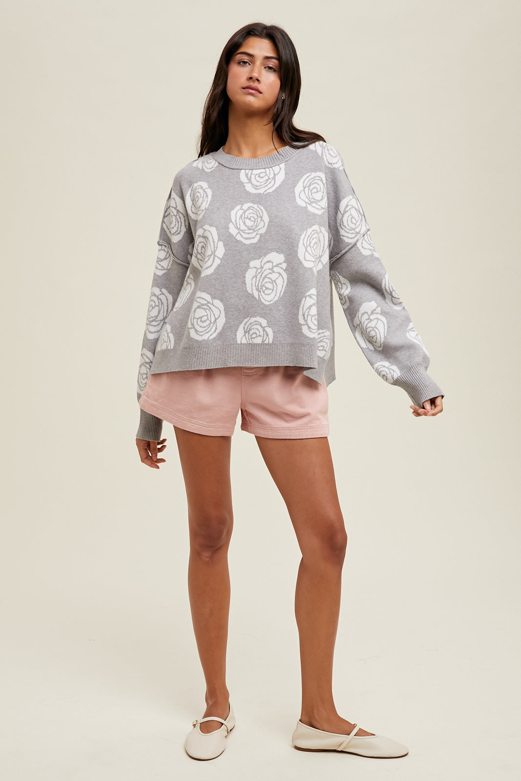 Rose Side Slit Sweater
