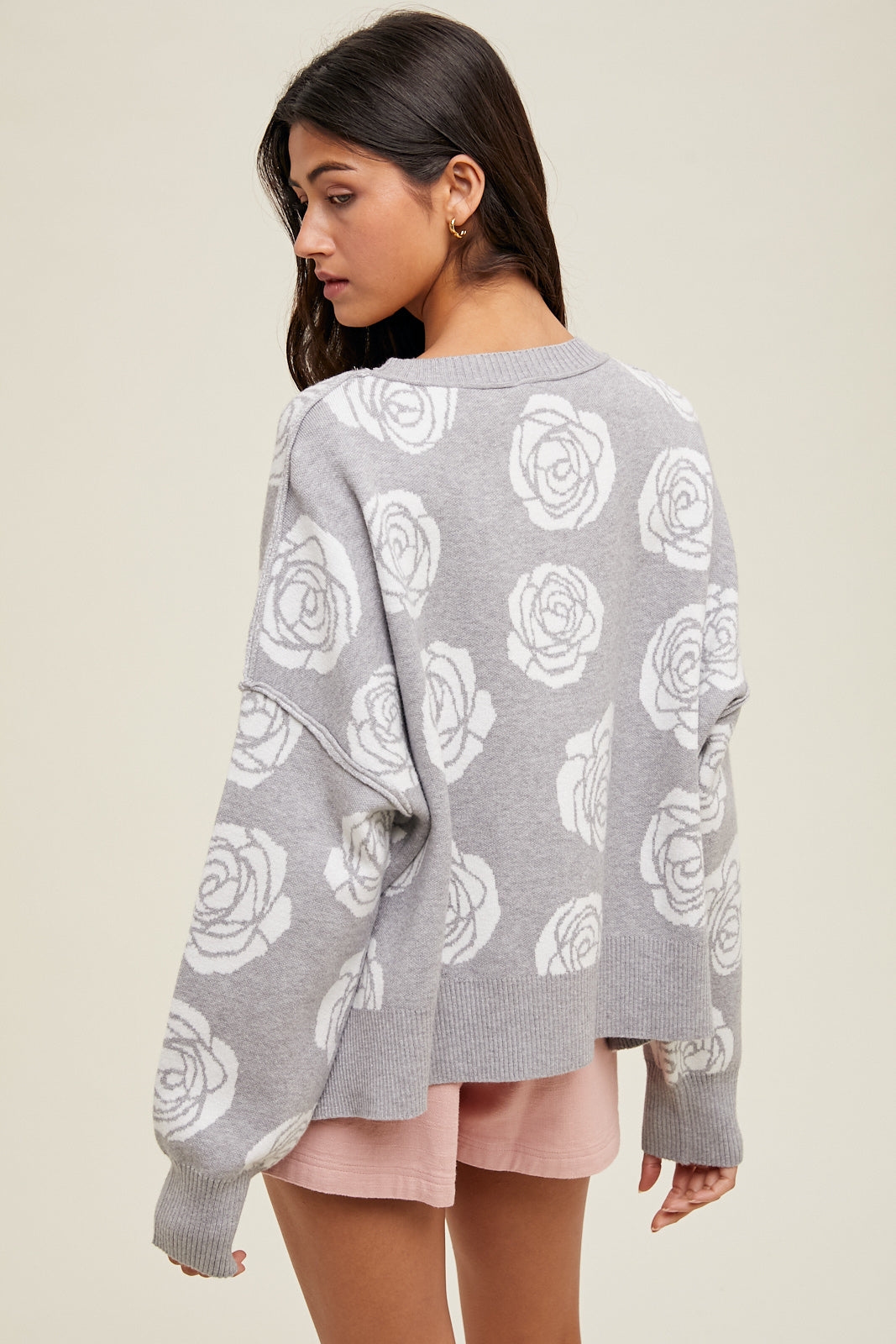 Rose Side Slit Sweater