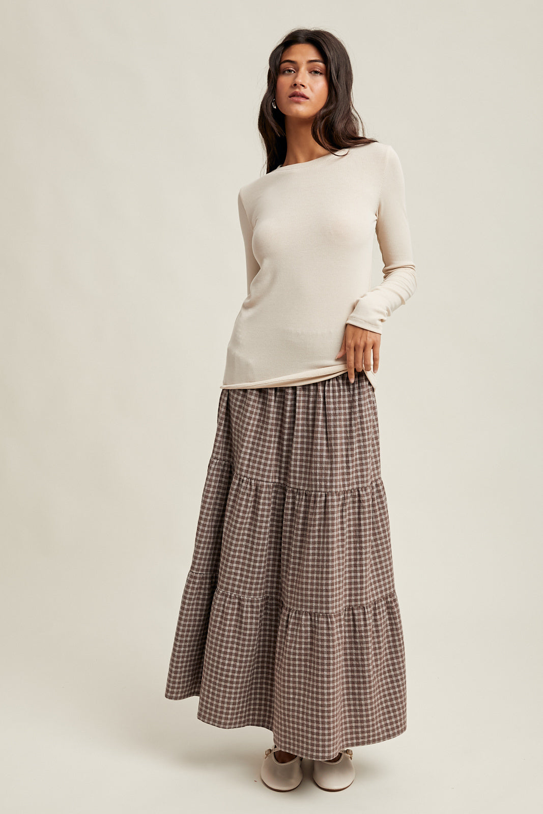 Fitted Rib Knit Top - Oatmilk