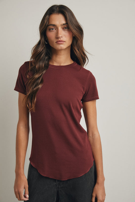 Rib Knit Classic Top - Burgundy