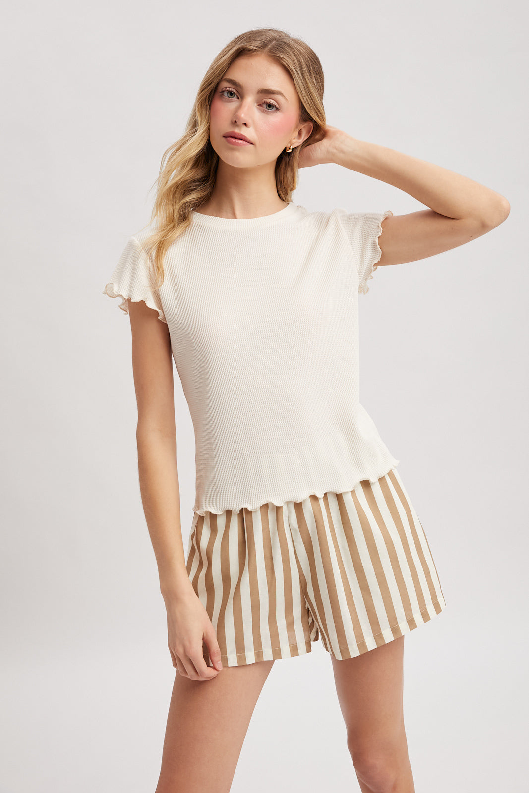 Waffle Knit Top - Cream