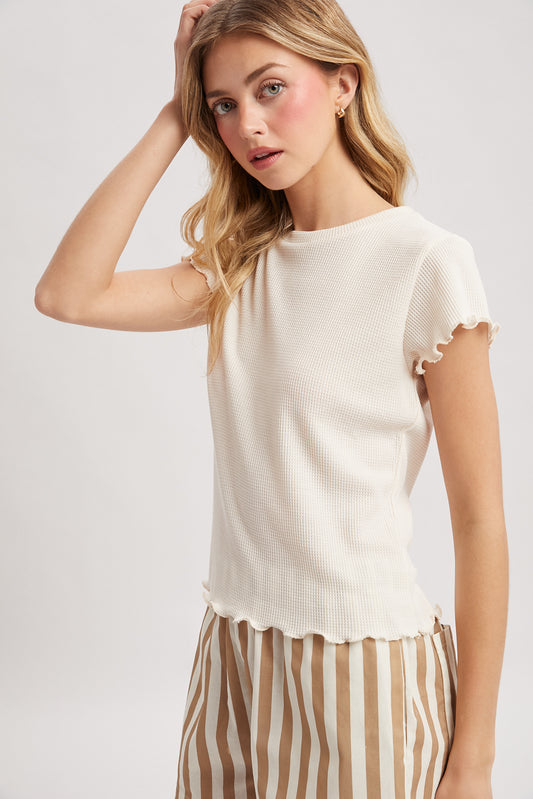 Waffle Knit Top - Cream
