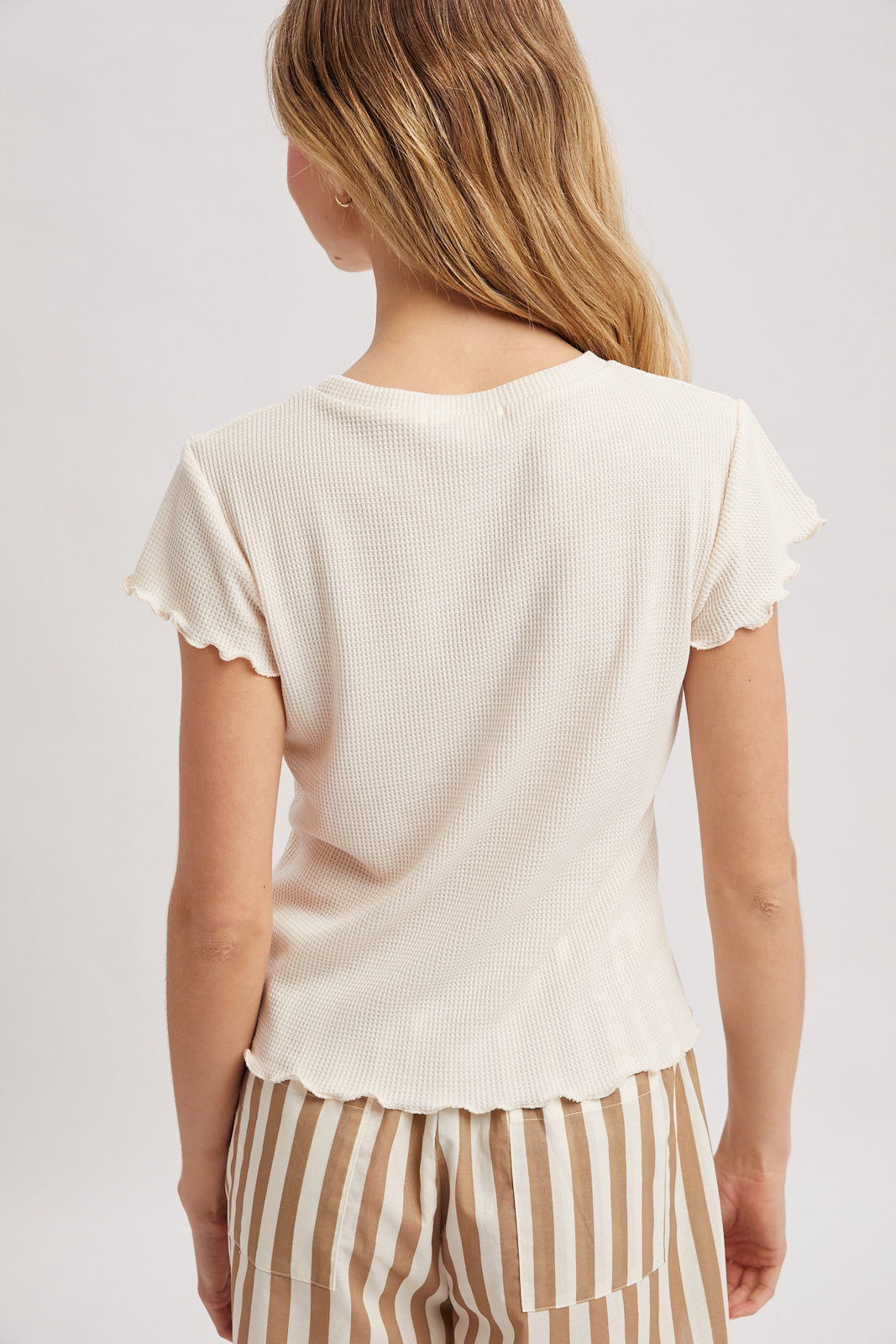 Waffle Knit Top - Cream