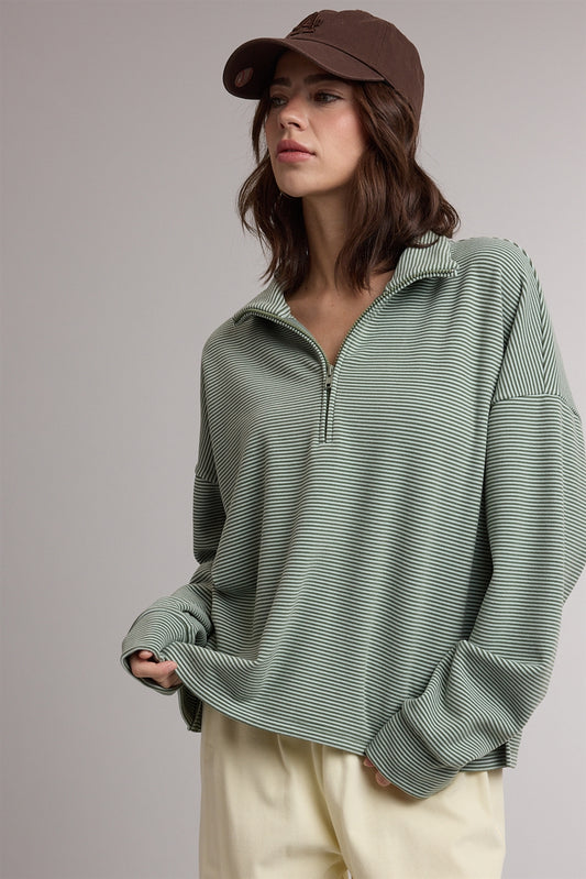Quarter Zip Oversized Sweatshirt