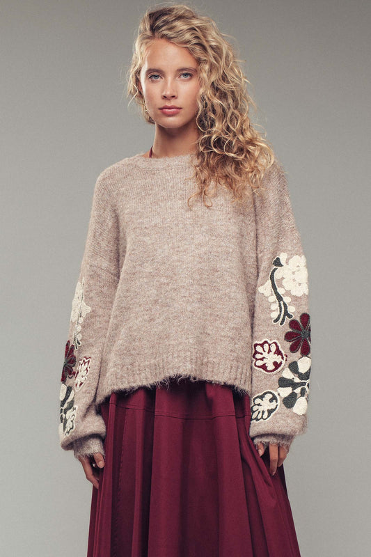 Floral Embroidered Sweater