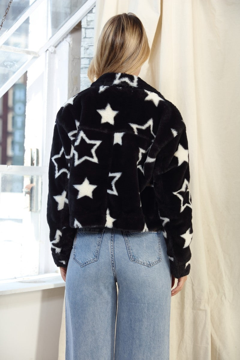 Faux Fur Cropped Star Coat