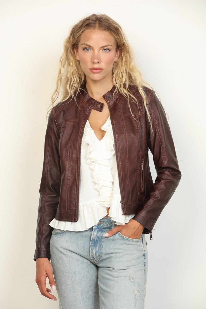 Vegan Leather Racing Jacket