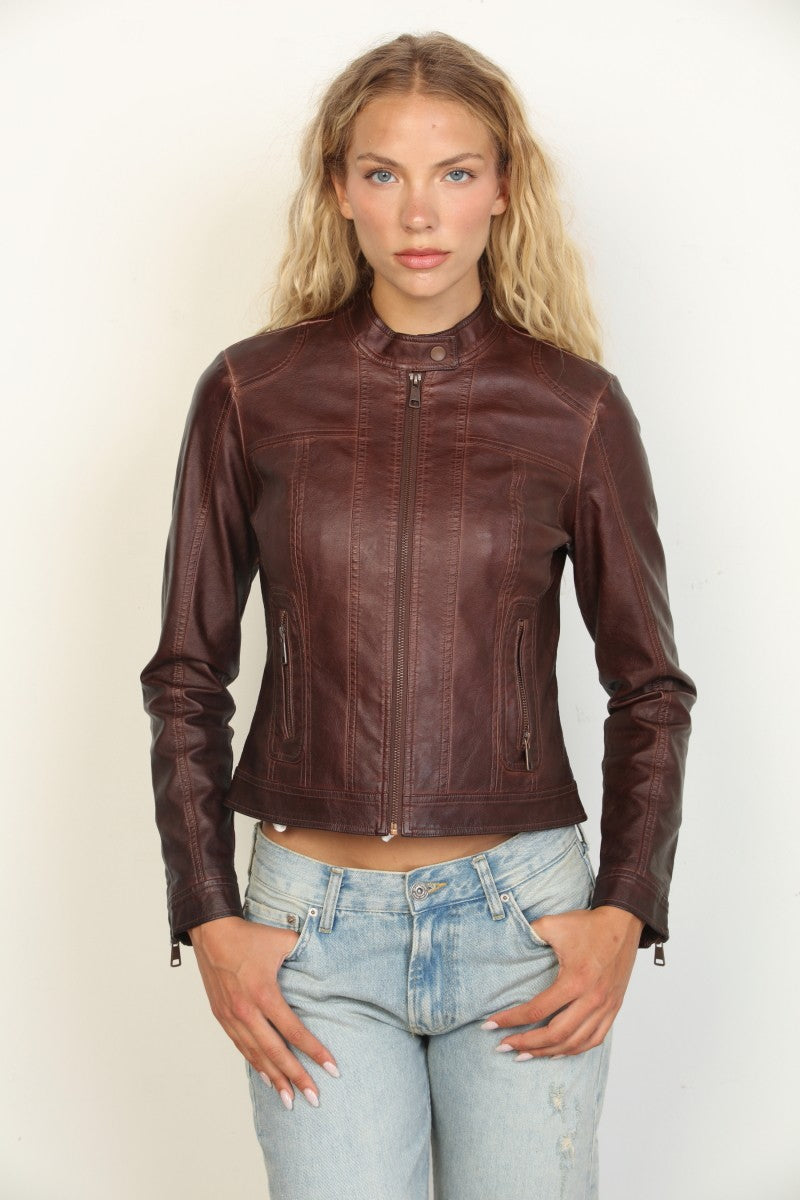 Vegan Leather Racing Jacket