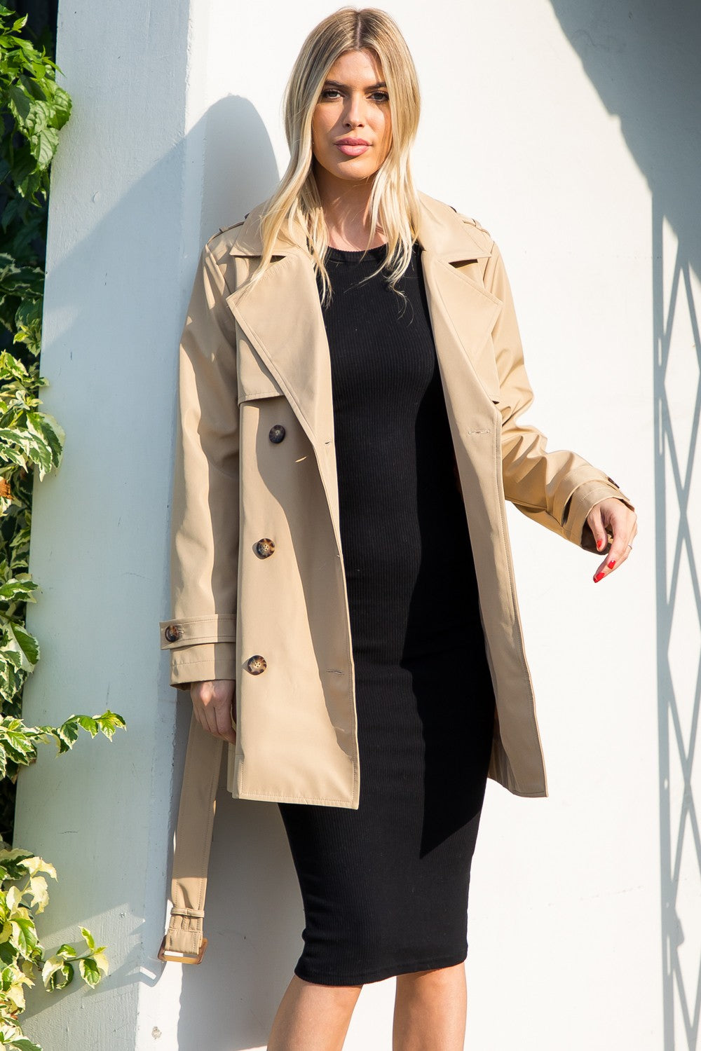 Mid Length Trench Coat - Tan