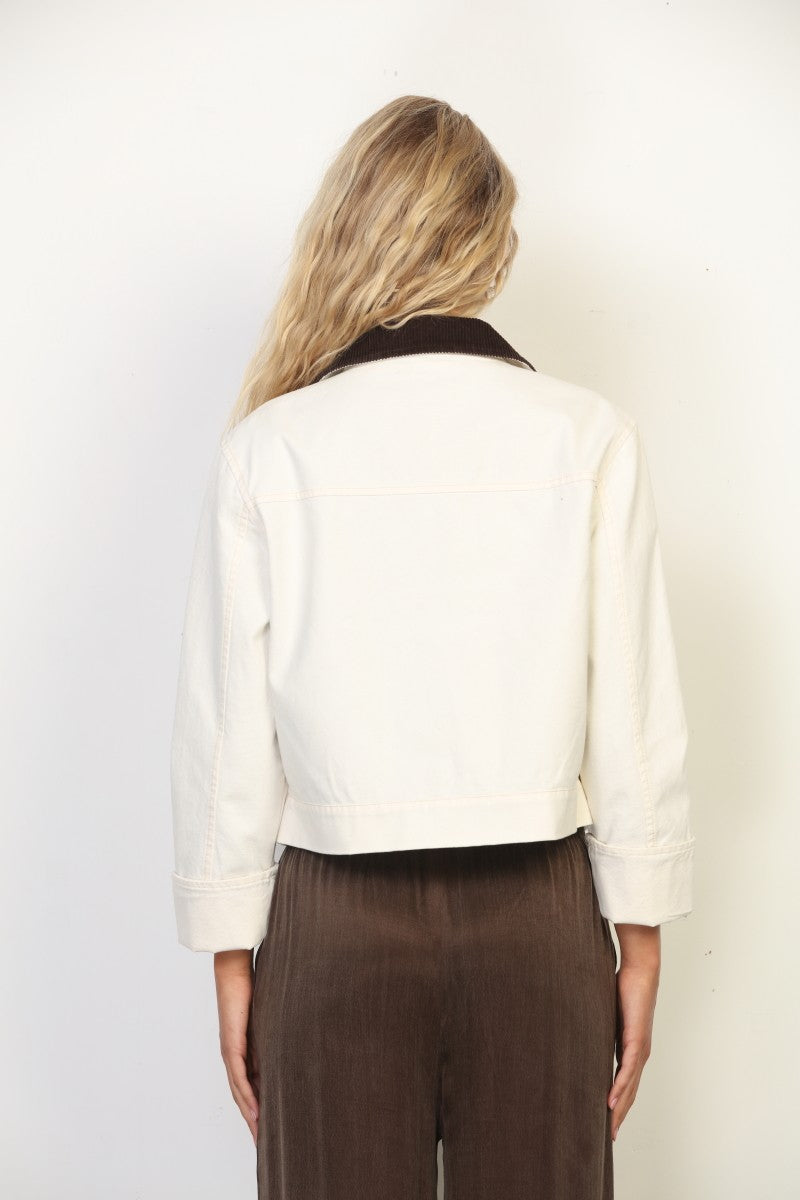 Canvas Cropped Barn Jacket - Ecru