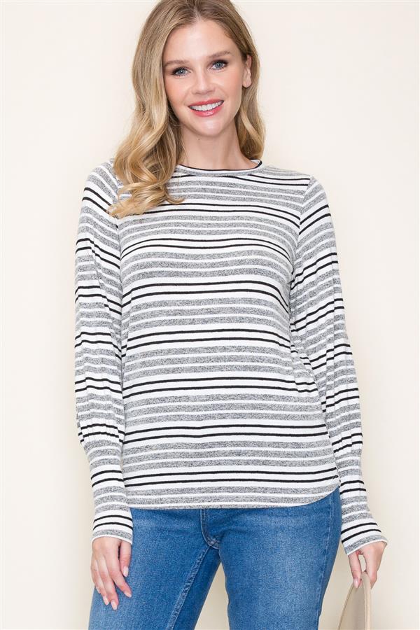 Striped Puff Sleeves Top