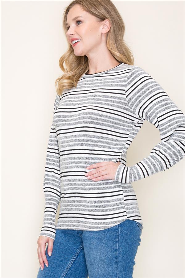 Striped Puff Sleeves Top