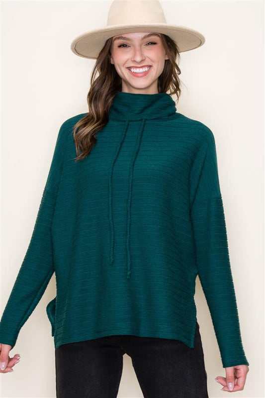 Drawstring Side Slit Sweater