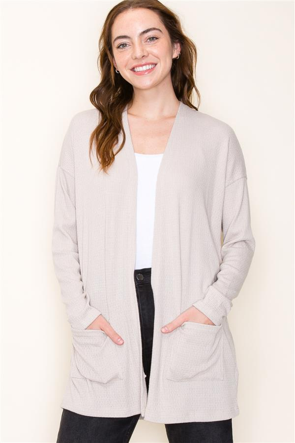 Open Front Cardigan - Taupe