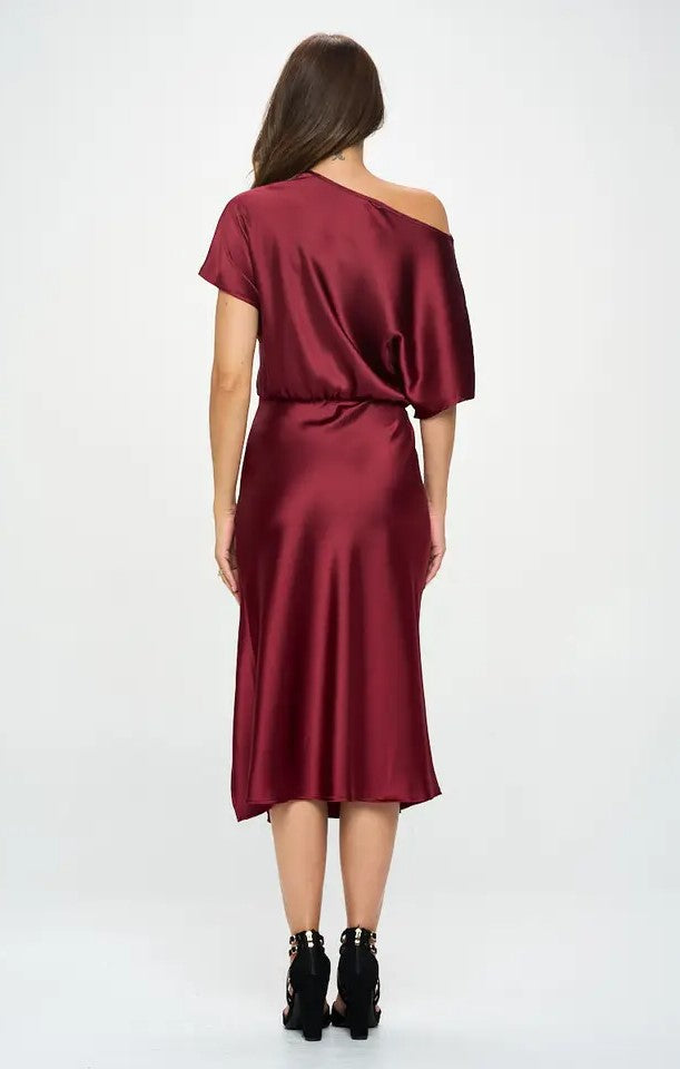 Satin One-Shoulder Dress