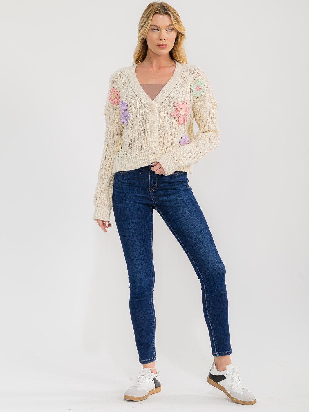 Embroidered Flower Cardigan