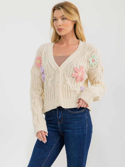 Embroidered Flower Cardigan