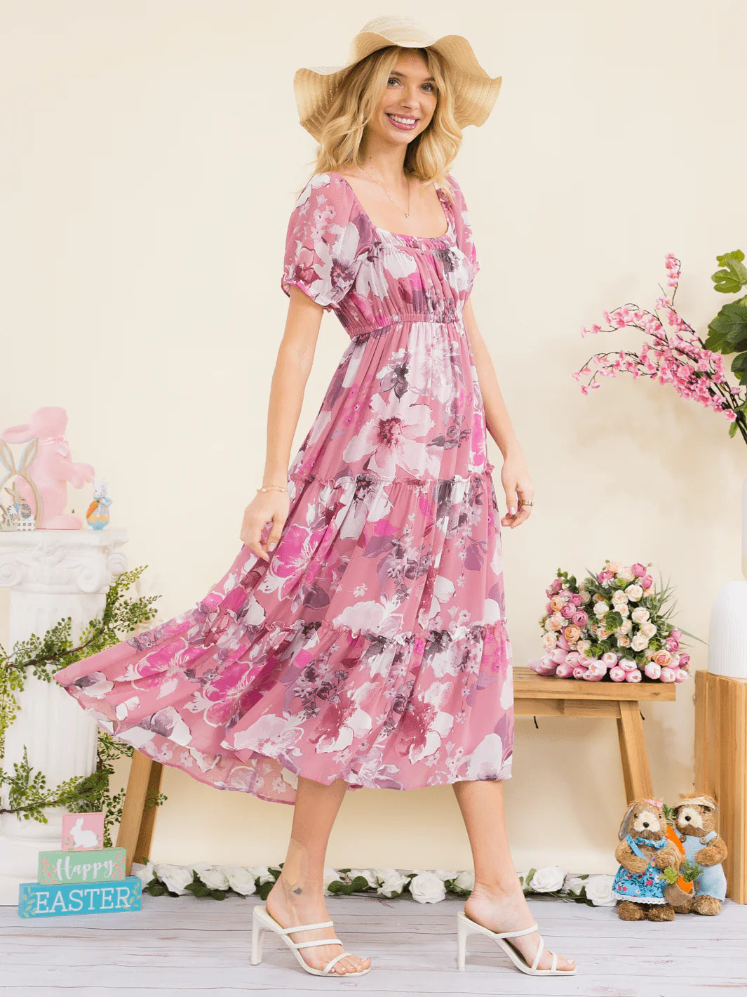 Puff Sleeve Floral Dress