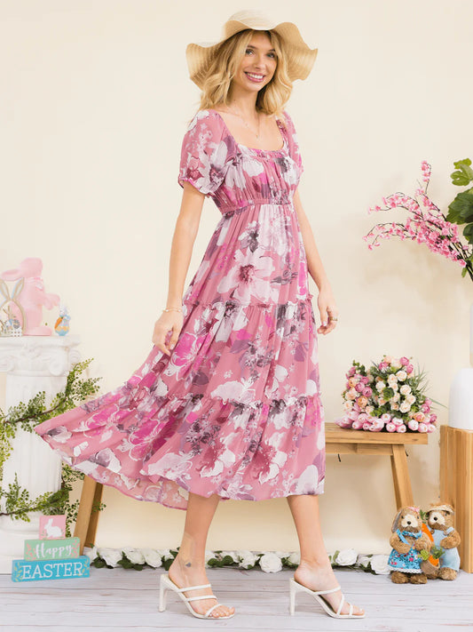 Puff Sleeve Floral Dress