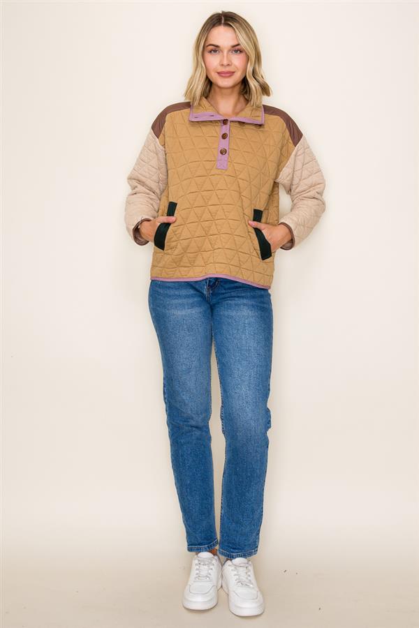 Quilted Camel Mix Sweatshirt