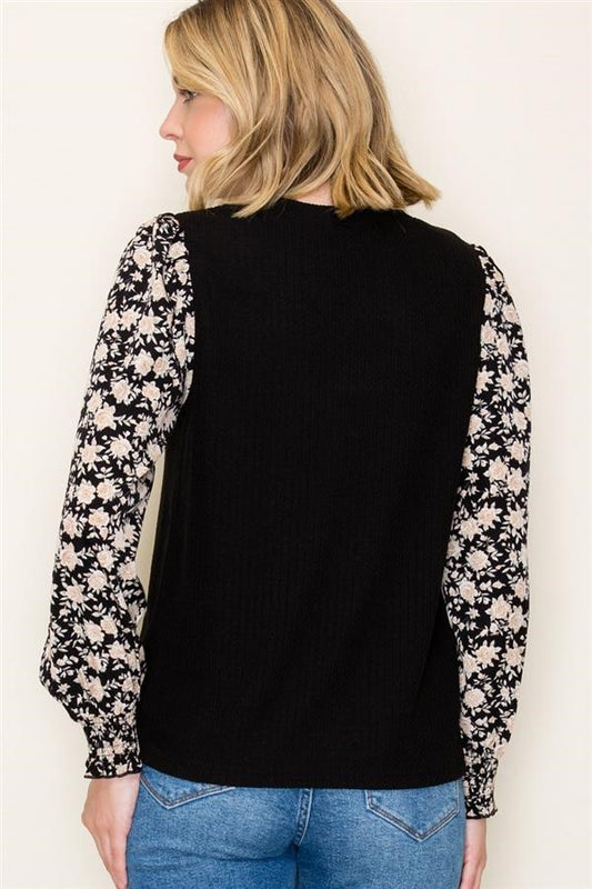 Contrast Cuff Sleeve Top
