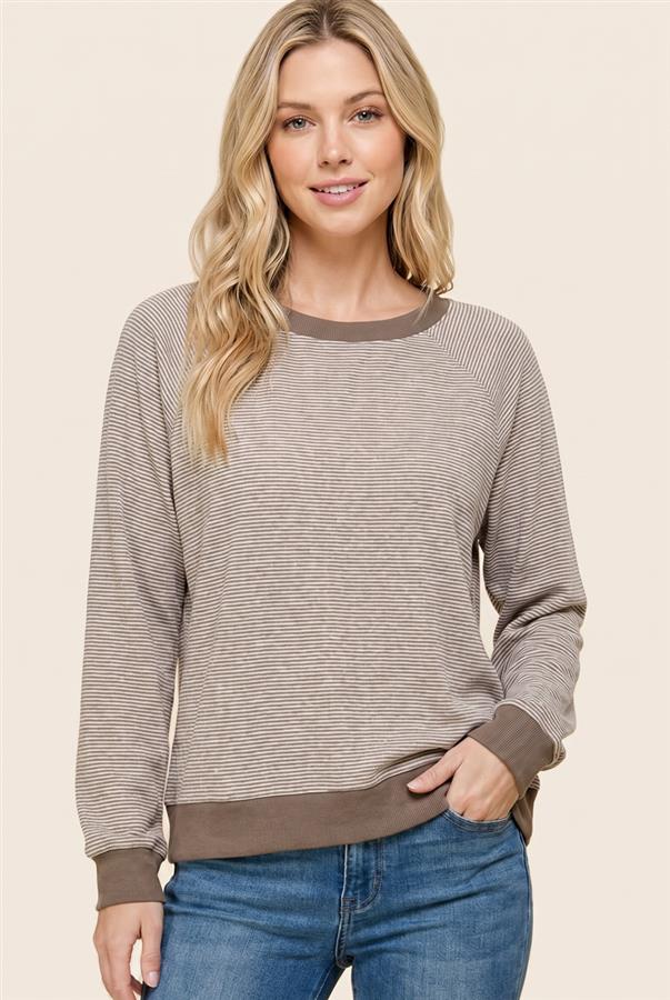 Pinstripe Rib Trim Top