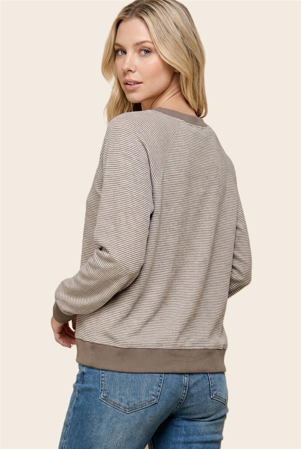 Pinstripe Rib Trim Top