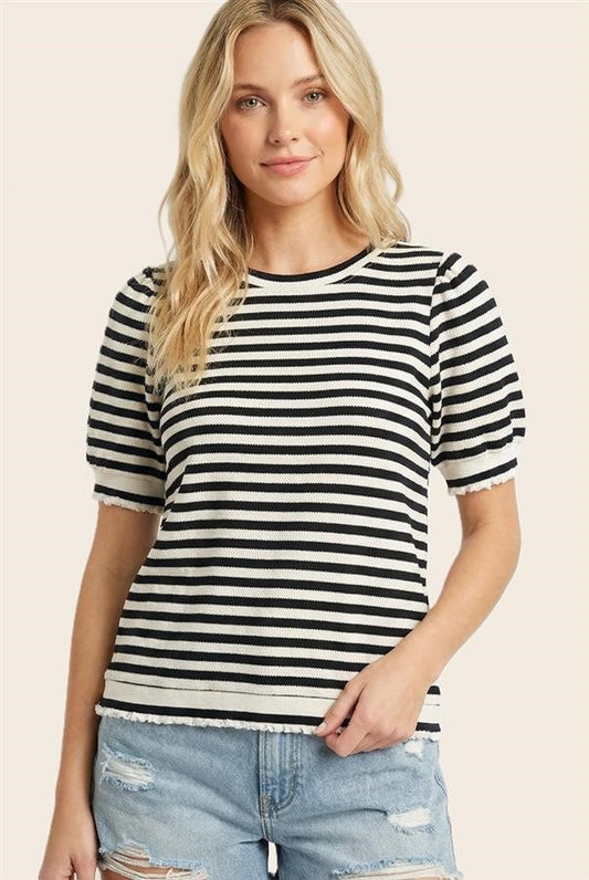 Half Sleeve Stripe Top